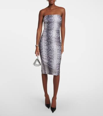 Snake-print bandeau jersey midi dress | Norma Kamali