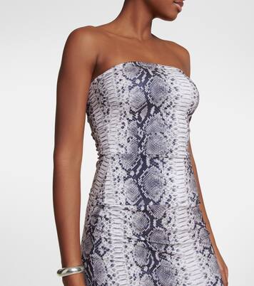 Snake-print bandeau jersey midi dress | Norma Kamali