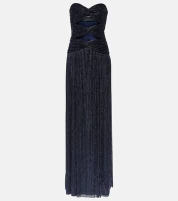 Moreau cut-out metallic plissé gown | Costarellos