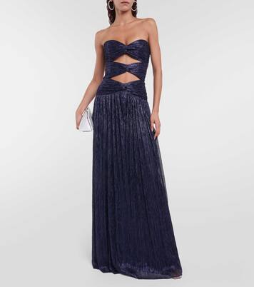 Moreau cut-out metallic plissé gown | Costarellos