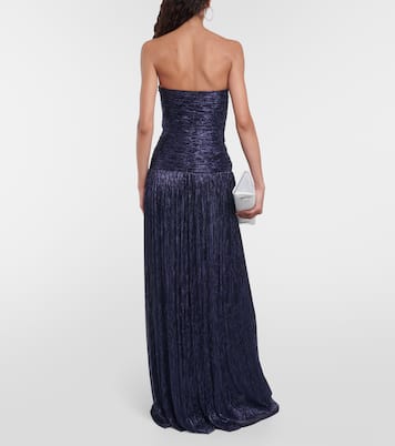Moreau cut-out metallic plissé gown | Costarellos