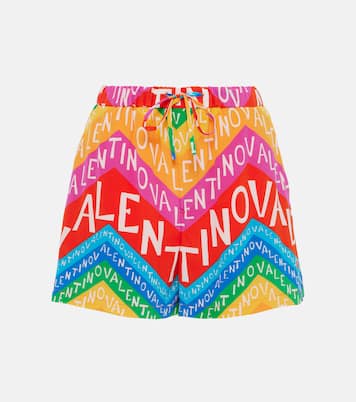 Logo high-rise silk shorts | Valentino