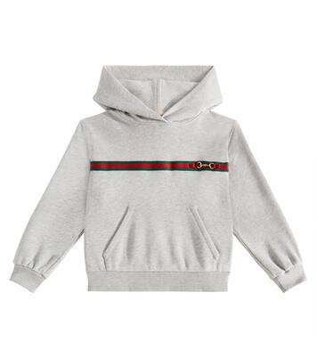 Web horsebit embellished cotton hoodie | Gucci Kids