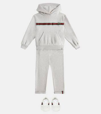 Web horsebit embellished cotton hoodie | Gucci Kids