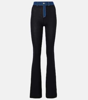 Denim-trimmed high-rise flared pants | Coperni