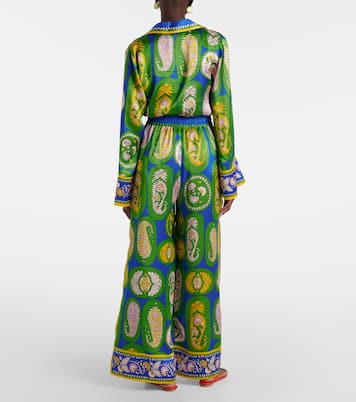 Pantalon ample imprimé en satin de soie | Alémais