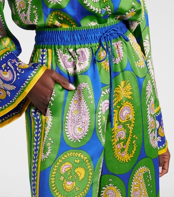 Pantalon ample imprimé en satin de soie | Alémais