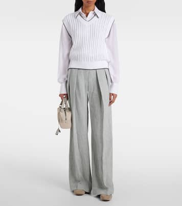 Linen-blend wide-leg pants | Brunello Cucinelli