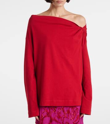 Gathered cotton jersey top | Dries Van Noten