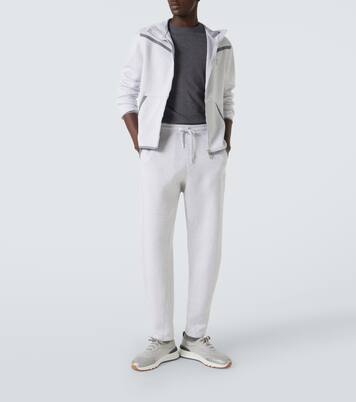 Cotton-blend French terry zip-up hoodie | Brunello Cucinelli