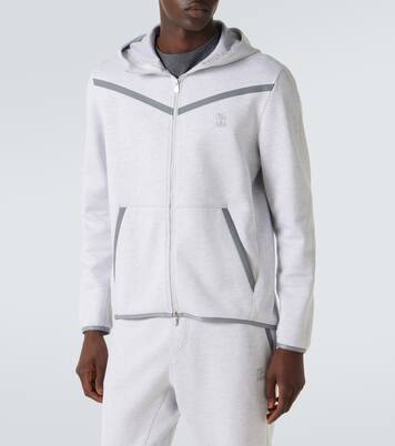 Cotton-blend French terry zip-up hoodie | Brunello Cucinelli