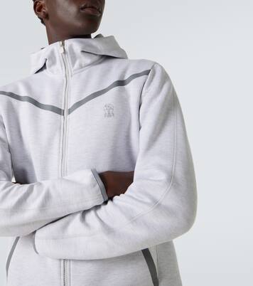 Cotton-blend French terry zip-up hoodie | Brunello Cucinelli