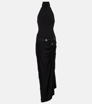 Belted asymmetric draped halterneck maxi dress | Coperni
