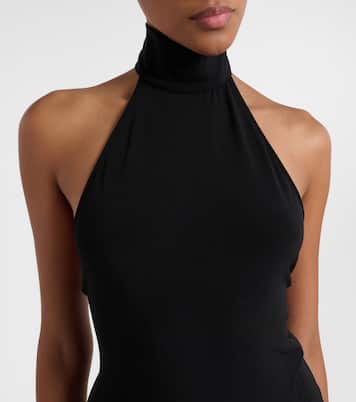 Belted asymmetric draped halterneck maxi dress | Coperni