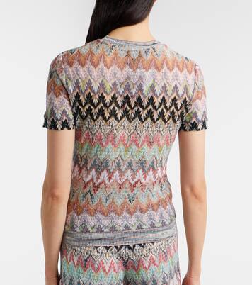 Zigzag锯齿图案金属丝面料T恤 | Missoni