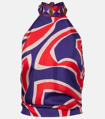 Labirinto halterneck silk satin top | Pucci