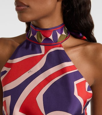 Labirinto halterneck silk satin top | Pucci