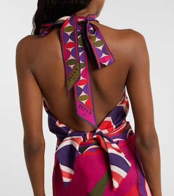 Labirinto halterneck silk satin top | Pucci
