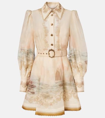 Rebellion Marine printed linen and silk minidress | Zimmermann