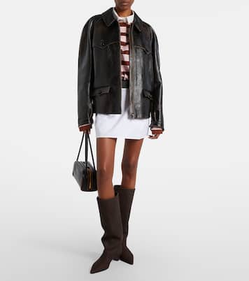 Leather knee-high boots | Prada