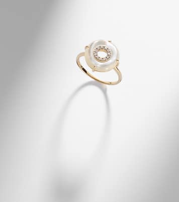 Bague en or 14 ct (585/1000) avec diamants et perles | Mateo