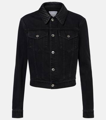 Intrecciato leather-trimmed denim jacket | Bottega Veneta