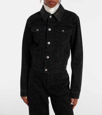 Intrecciato leather-trimmed denim jacket | Bottega Veneta