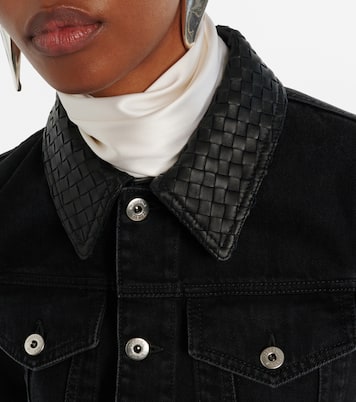 Intrecciato leather-trimmed denim jacket | Bottega Veneta