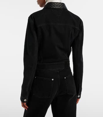 Intrecciato leather-trimmed denim jacket | Bottega Veneta