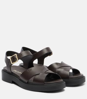 Leather platform sandals | Prada