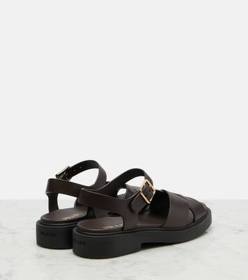Leather platform sandals | Prada