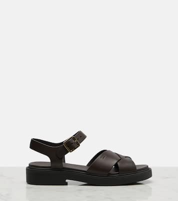 Leather platform sandals | Prada