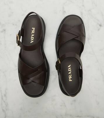 Leather platform sandals | Prada