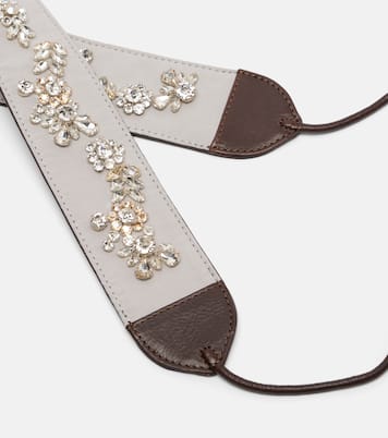 Embellished leather-trimmed cotton belt | Dries Van Noten