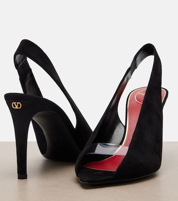 Escarpins slingback Révélé à bout ouvert en daim | Valentino Garavani