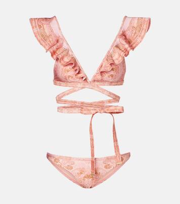 Como printed ruffled bikini | Zimmermann