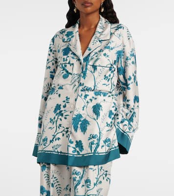 Floral silk pajama shirt | Erdem