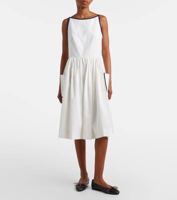 Cotton and linen midi dress | Prada