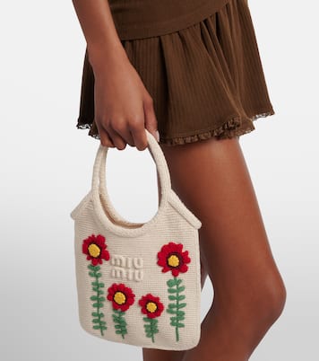 Borsa Ivy in crochet con ricamo | Miu Miu
