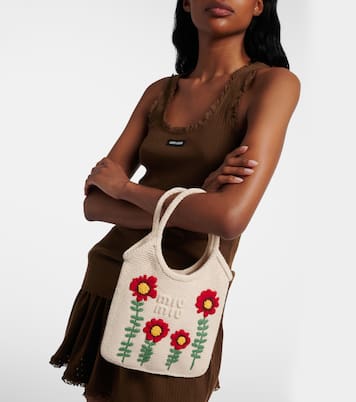 Borsa Ivy in crochet con ricamo | Miu Miu