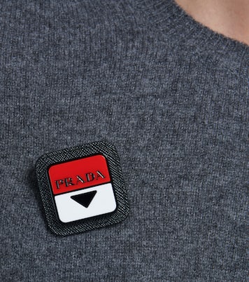 Leather-trimmed logo badge | Prada