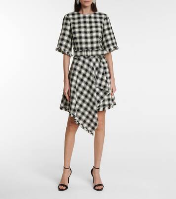 Robe en laine et coton mélangés à carreaux | Oscar de la Renta