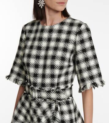 Robe en laine et coton mélangés à carreaux | Oscar de la Renta