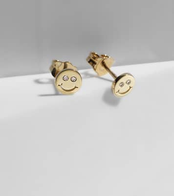 Happy Face 14kt gold and diamond earrings | Sydney Evan