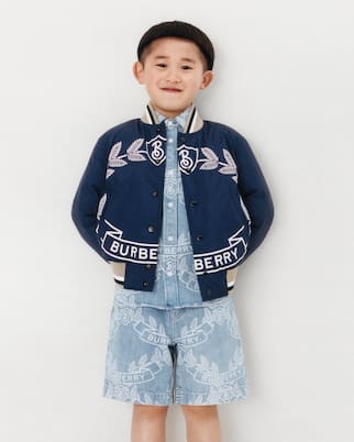 Oak Leaf Crest印花牛仔布短裤 | Burberry Kids