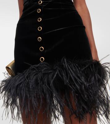 Miniabito in velluto con piume | Alessandra Rich