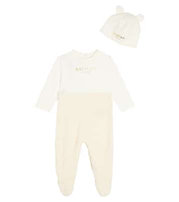 Baby cotton onesie and beanie set | Balmain Kids