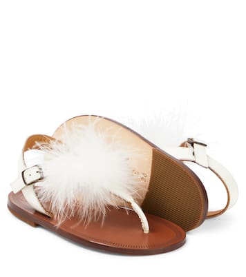 Vernice feather-trimmed leather sandals | PèPè