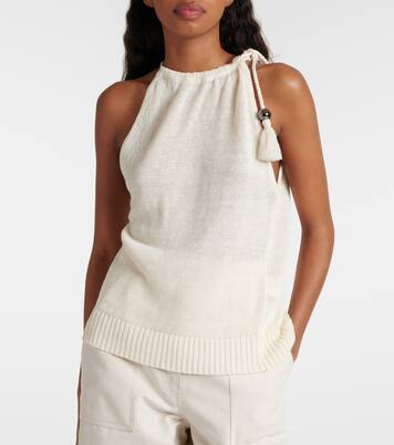 Moriana halterneck linen top and hat set | Max Mara