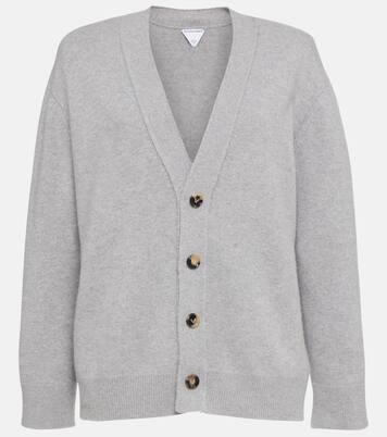 Leather-trimmed cashmere-blend cardigan | Bottega Veneta